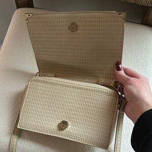 Elegant Beige Woven Handbag